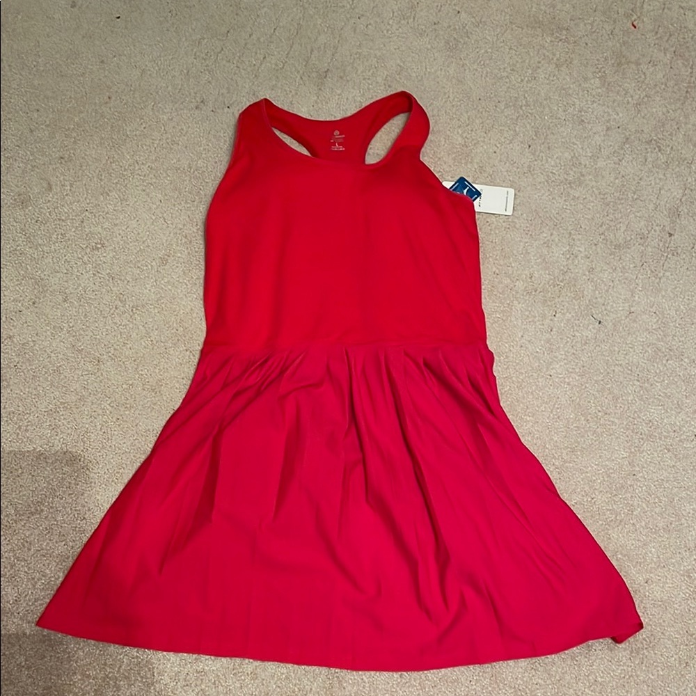 All in Motion Red Pleated Halter Sundress